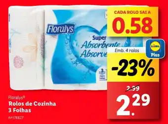 Lidl Floralys Rolos de Cozinha 3 Folhas promoção