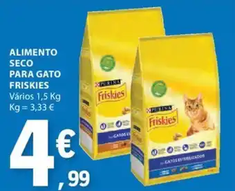 E.Leclerc ALIMENTO SECO PARA GATO FRISKIES Vários 1,5 Kg promoção