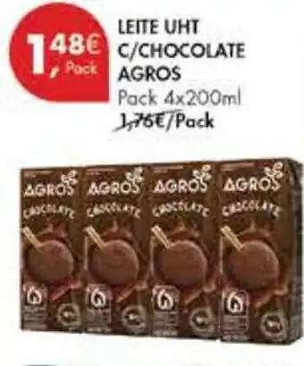 Pingo Doce LEITE UHT C/CHOCOLATE AGROS Pack 4x200ml promoção