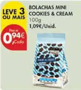 Pingo Doce BOLACHAS MINI COOKIES & CREAM 100g promoção