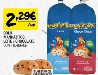 BOLO MANHÃZITOS LEITE/CHOCOLATE 5UN