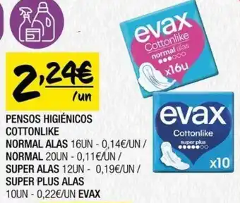 Spar PENSOS HIGIÉNICOS COTTONLIKE NORMAL ALAS 16UN promoção
