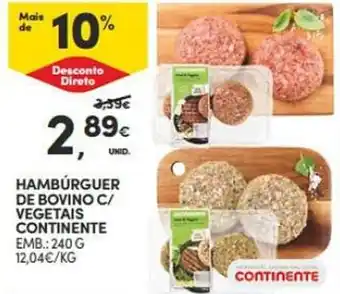 Continente HAMBURGUER DE BOVINO C/ VEGETAIS CONTINENTE EMB.: 240 G promoção