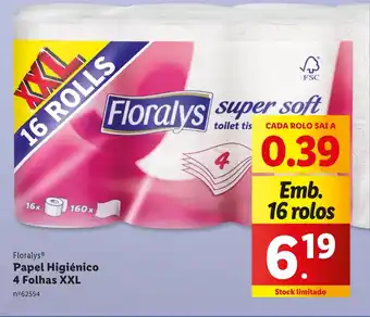 Lidl Floralys Papel Higiénico 4 Folhas XXL promoção