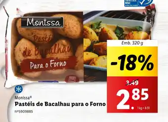 Lidl Monissa Pastéis de Bacalhau para o Forno Emb. 320 g promoção