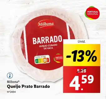 Lidl Milbona Queijo Prato Barrado Unid. promoção