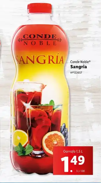 Lidl Conde Noble Sangria Garrafa 1,5 L promoção