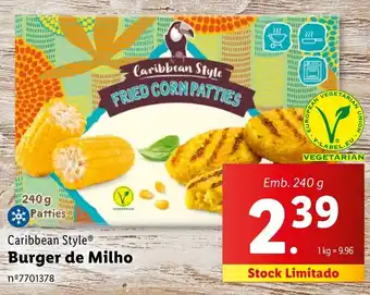 Lidl Caribbean Style Burger de Milho Emb. 240 g promoção