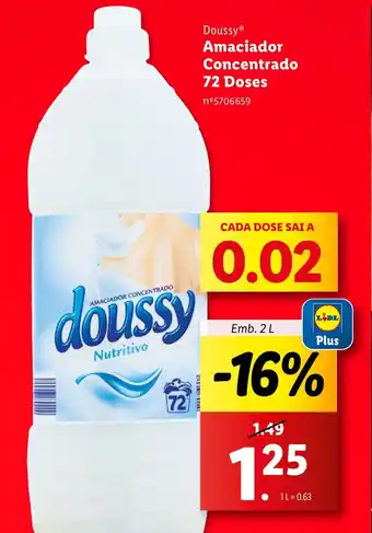 Lidl Doussy Amaciador Concentrado 72 Doses promoção