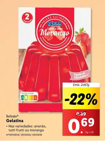 Lidl Belbake Gelatina Emb. 2x67g promoção