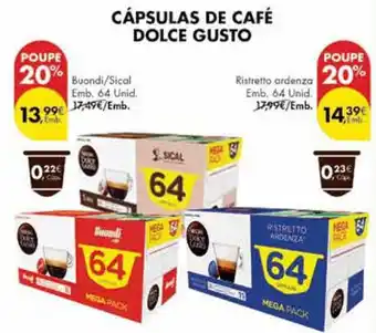 Pingo Doce CÁPSULAS DE CAFÉ DOLCE GUSTO Buondi/Sical Emb. 64 Unid. promoção