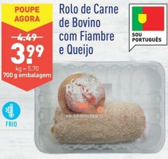 ALDI Rolo de Carne de Bovino com Fiambre e Queijo 700g promoção