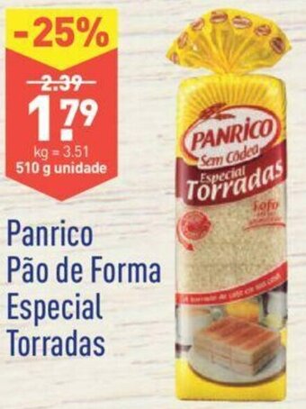 ALDI Panrico Pão de Forma Especial Torradas 510g promoção