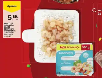 Continente MIOLO DE CAMARÃO 80/100 SELVAGEM CONTINENTE CONGELADO promoção