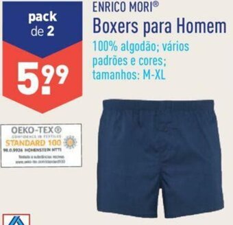 ALDI Enrico Mori Boxers para Homem M-XL promoção