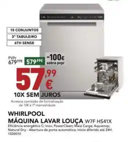 Radio Popular WHIRLPOOL MÁQUINA LAVAR LOUÇA W7F HS41X promoção