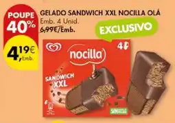 Pingo Doce GELADO SANDWICH XXL NOCILLA OLÁ Emb. 4 Unid. promoção