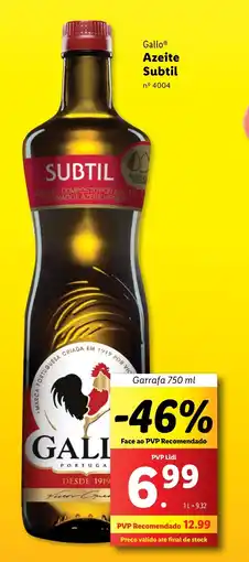 Lidl Gallo Azeite Subtil Garrafa 750 ml promoção