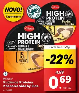 Lidl Milbona Pudim de Proteína 2 Sabores Side by Side Cada emb. 150 g promoção