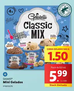 Lidl Gelatelli Mini Gelados Pack 4x150 ml promoção
