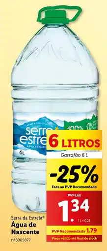 Lidl Serra da Estrela Água de Nascente Garrafão 6 L promoção