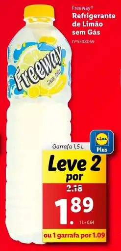 Lidl Freeway Refrigerante de Limão sem Gás Garrafa 1,5 L promoção