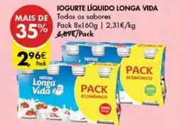 Pingo Doce IOGURTE LÍQUIDO LONGA VIDA Pack 8x160g promoção