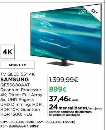 Samsung televisor samsung qled 55" qe55q80a