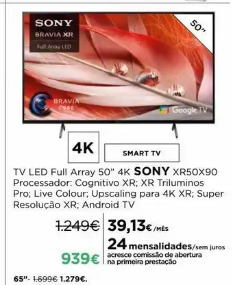 Sony televisor sony led 50" xr-50x90j