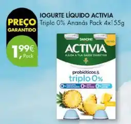 Pingo Doce IOGURTE LÍQUIDO ACTIVIA pack 4x155g promoção
