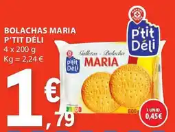 E.Leclerc BOLACHAS MARIA P'TIT DÉLI 4X200G promoção