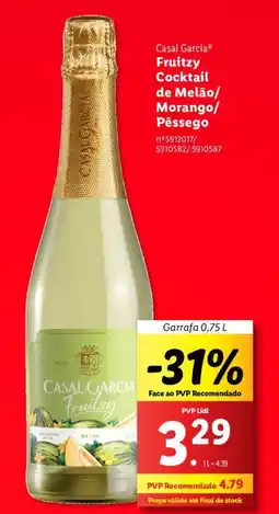 Lidl Casal Garcia Fruitzy Cocktail de Melão/ Morango/ Pêssego Garrafa 0,75 L promoção