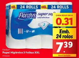Lidl Floralys Papel Higiénico 3 Folhas XXL promoção