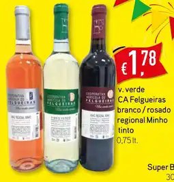 v. verde CA Felgueiras branco/rosado regional Minho tinto 0,75 lt.