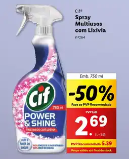 Lidl Cif Spray Multiusos com Lixívia Emb. 750 ml promoção