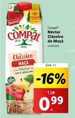 Lidl Compal Néctar Clássico de Maçã Emb. 1L promoção