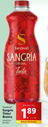 Lidl Sandevid Sangria Tinta/ Branca Garrafa 1,5 L promoção