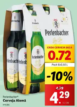 Lidl Perlenbacher Cerveja Alemã Pack 6x0,50 L promoção