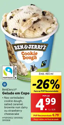 Lidl Ben & Jerry's Gelado em Copo Emb. 465 ml promoção