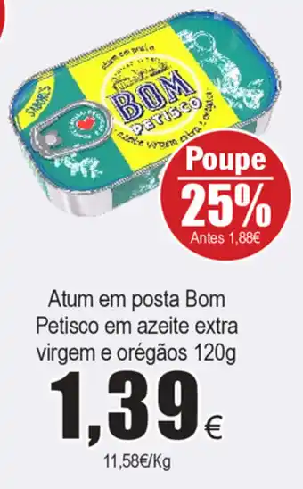 Froiz Atum em posta Bom Petisco em azeite extra virgem e orégãos 120g promoção