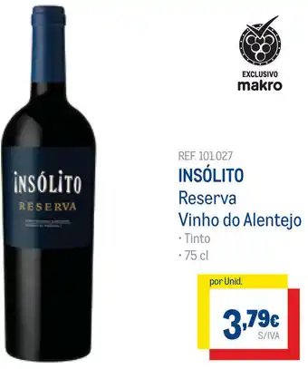Makro Insólito Reserva Vinho do Alentejo 75cl promoção