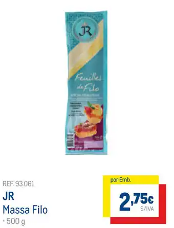 Makro JR Massa Filo 500g promoção