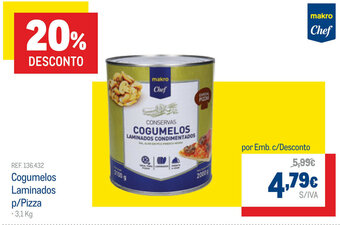 Cogumelos Laminados p/Pizza 3,1kg