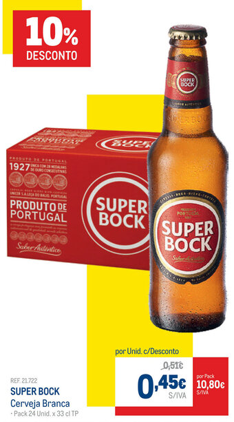 Makro Super Bock Cerveja Branca 24x33cl promoção