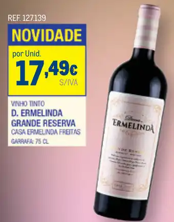Makro Vinho Tinto D. Ermelinda Grande Reserva 75cl promoção