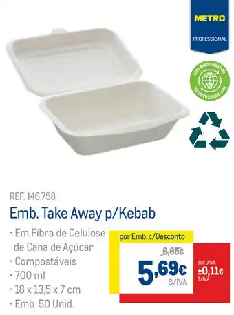 Emb. Take Away p/Kebab 18 x 13,5 x 7cm 50 Unid