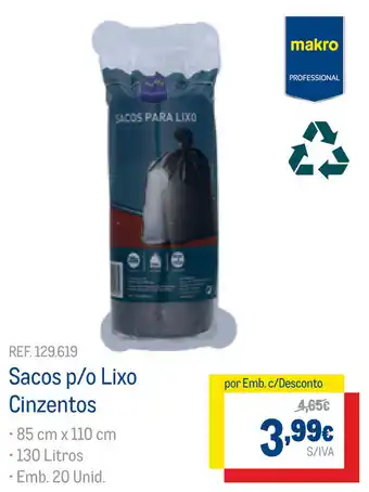 Sacos p/o Lixo Cinzentos 85cm x 110cm