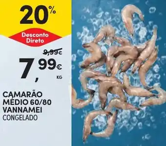 Continente CAMARÃO MEDIO 60/80 VANNAMEI CONGELADO promoção