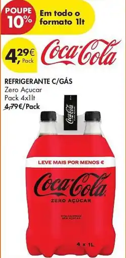 Pingo Doce REFRIGERANTE C/GÁS Zero Açucar Pack 4x1lt promoção