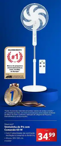 Lidl Silvercrest Ventoinha de Pé com Comando 60 W promoção